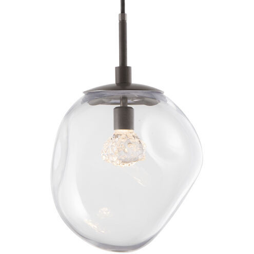 Nebula LED 10 inch Metallic Beige Silver Pendant Ceiling Light in 3000K LED, Clear Floret Inner with Smoke Aster Outer